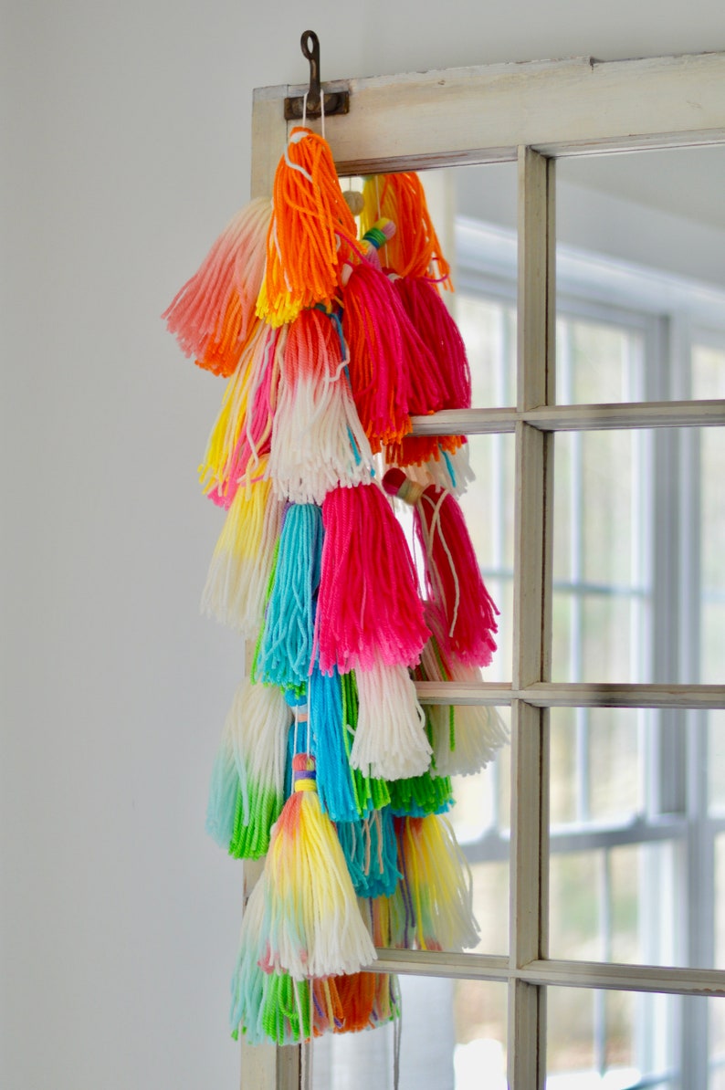 Yarn Tassel Garland Tassels Nursery Decor Rainbow Etsy