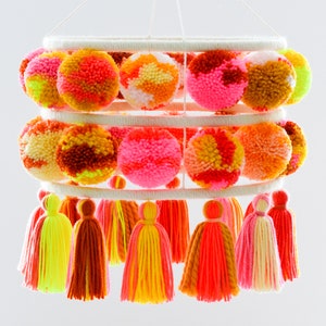 Pompom Tassel Chandelier | Pompom Tassel Mobile | Nursery Mobile | Baby Mobile | Girls Room Decoration | Nursery Decor | Nursery Ideas