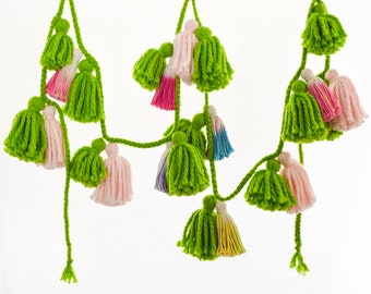 Ready-to-Ship Green Tassel Garland for Home Decor and Parties