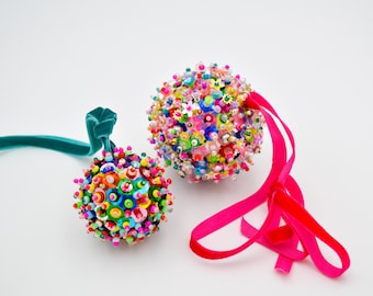 Sequin and Bead Ornament Handmade for Christmas Tree Decoration and Gift Giving