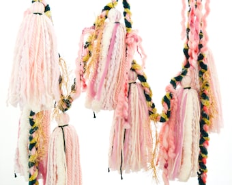 Ready-to-Ship Pink and Green Tassel Garland for Home Decor and Parties