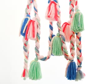 Ready-to-Ship Pastel Neon Tassel Garland for Home Decor and Parties