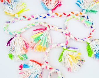 Colorful yarn tassel garland for party decoration and home decor