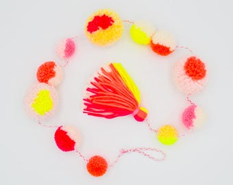 Ready-to-Ship Colorful Pompom and Tassel Garland