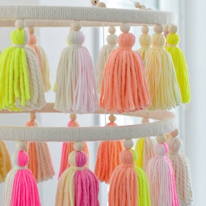 Tassel Chandelier, Tassel Mobile, Nursery Chandelier, Nursery Mobile, Baby Mobile, Girls Room Decor, Nursery Decor, Boho Baby Mobile, Tassel image 5