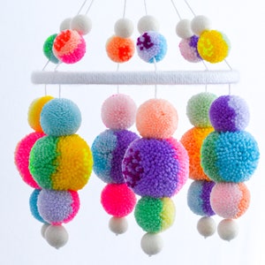 Nursery Mobile Crib Mobile Pompom Mobile Baby Mobile Nursery Decor Nursery Decoration Kids Room Decor Baby Shower Gift image 1