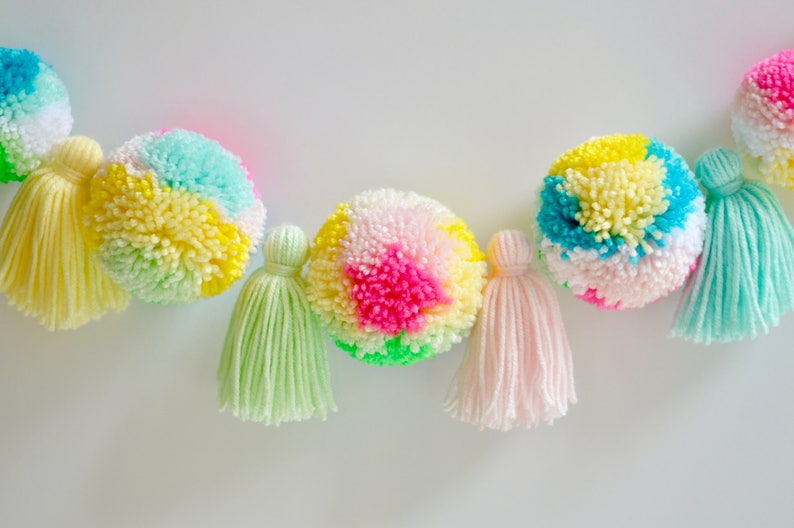 Yarn Tassel Pompom Garland // Nursery Decor // Baby Shower Etsy