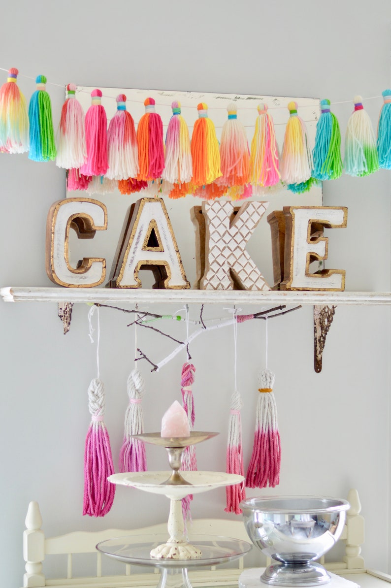Yarn Tassel Garland Tassels Nursery Decor Rainbow Etsy