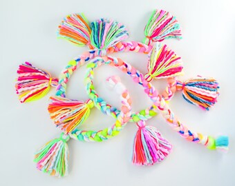 Colorful yarn tassel garland for party decoration and home decor