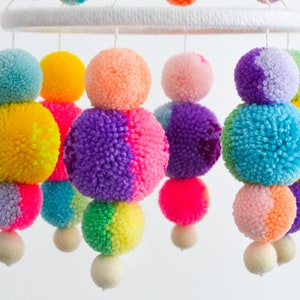 Nursery Mobile Crib Mobile Pompom Mobile Baby Mobile Nursery Decor Nursery Decoration Kids Room Decor Baby Shower Gift image 8