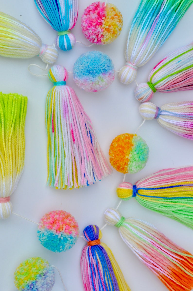 Yarn Tassel Garland Tassels Nursery Decor Rainbow Etsy