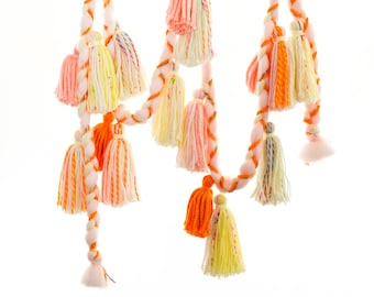 Ready-to-Ship Pastel Neon Tassel Garland for Home Decor and Parties