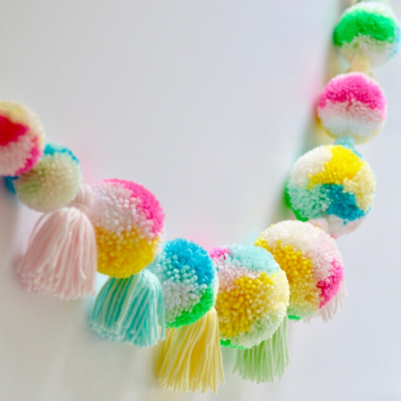 Yarn Tassel Pompom Garland // Nursery Decor // Baby Shower Etsy