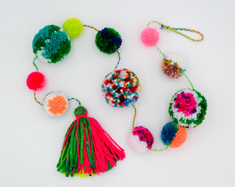Ready-to-Ship Colorful Pompom and Tassel Garland