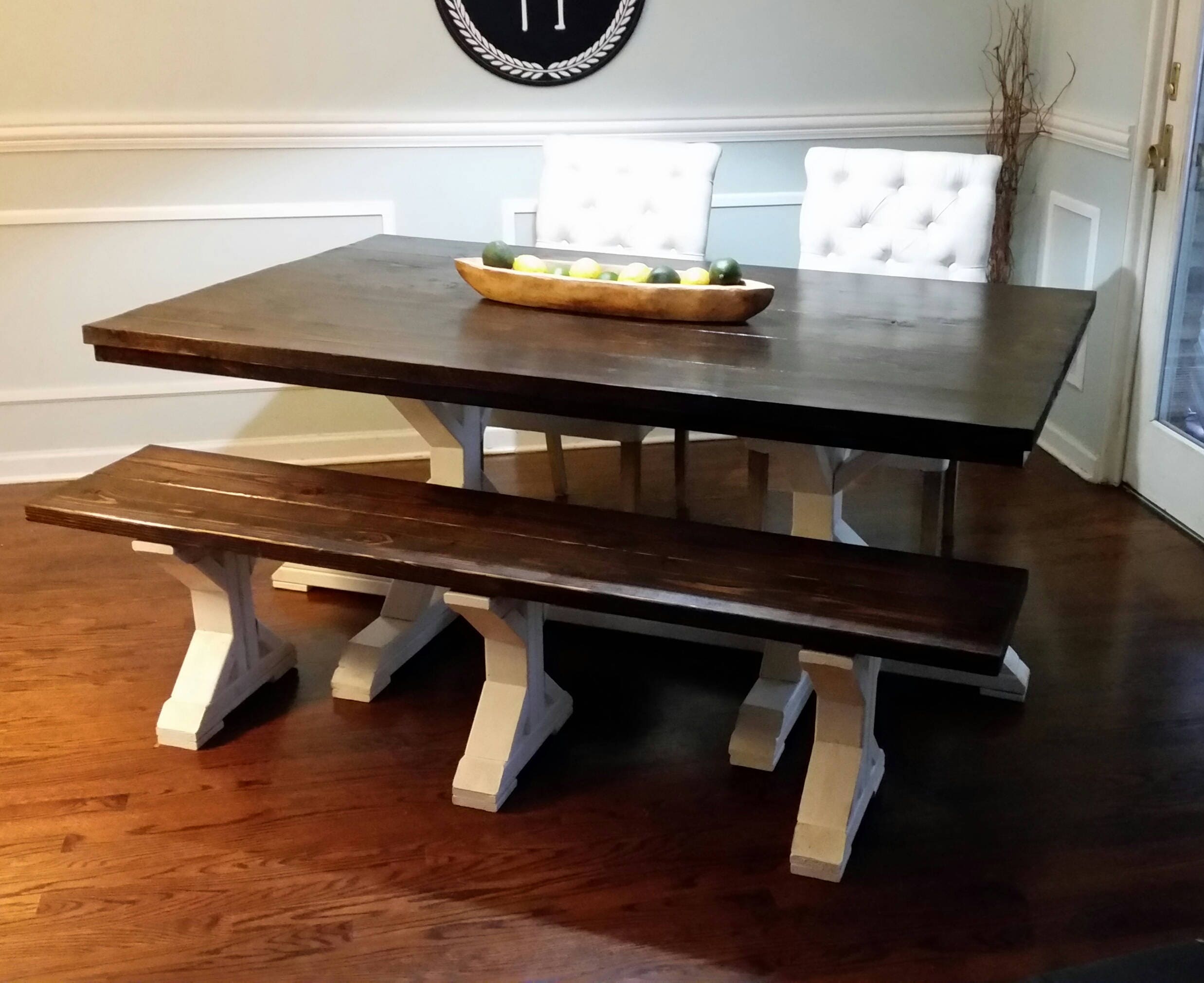 7ft. Farmhouse Dining Table and Bench set Etsy