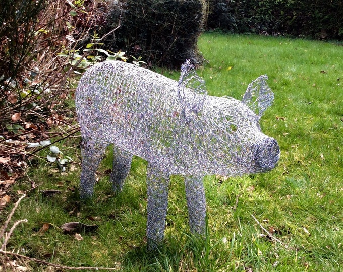 Handmade Chicken Wire Pig Sculpture Etsy