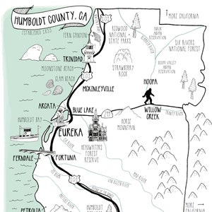 Humboldt County Map - Illustrated Map - Art Print