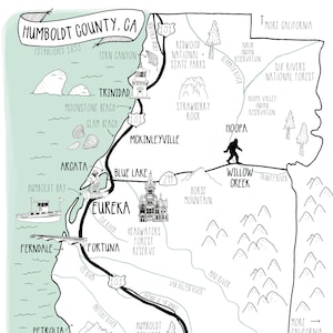 Humboldt County: Mapa - Mapa ilustrado - Art Print