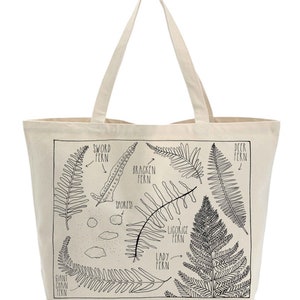 Fern Tote Bag Illustrated Tote Silk Screened Tote Bag Canvas Tote Farmer's Market Bag image 3