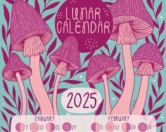 2025 Lunar Calendar - Art Calendar - Moon Phase Calendar - Moon Cycle
