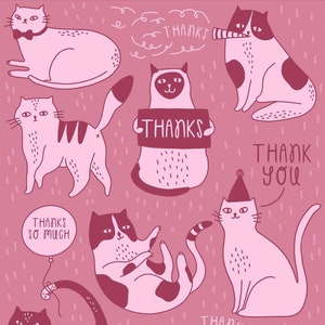 Dankeskarte Katze - Dankeskarte - Illustrierte Karte - Katzenkarte