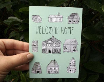 Housewarming Card - Welcome Home - Illustrated Card - Blank Card - Architectural Illustration