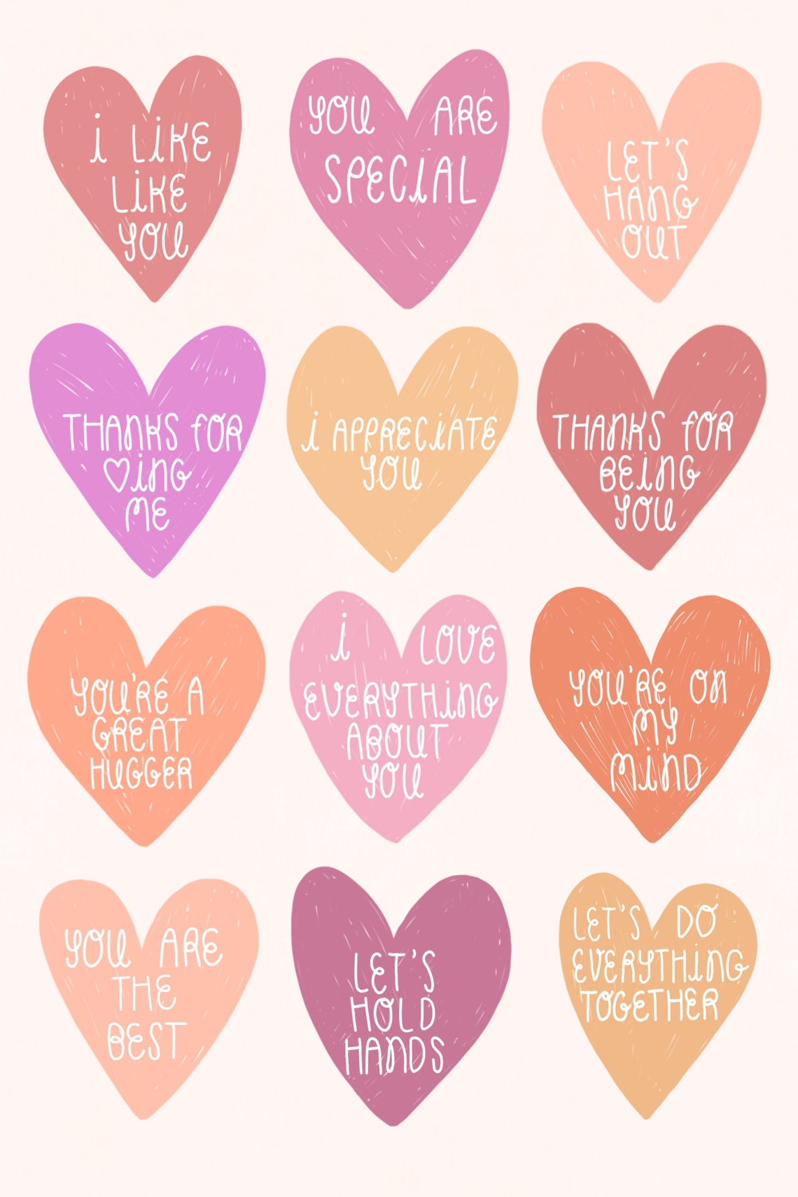 Printable Valentines Illustrated Valentine's Cards | Etsy