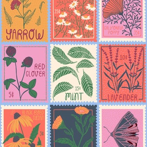 Wildflower Stamp Illustration - Vintage Stamp - Art Print