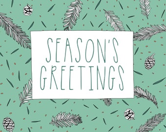 Season's Greetings Card - Christmas Card - Illustrated Holiday Card - Blank Card - Card Pack