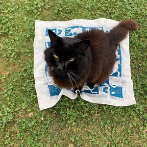 Cozy Cats Bandana Cotton Bandana Screen Printed Natural Bandana image 3