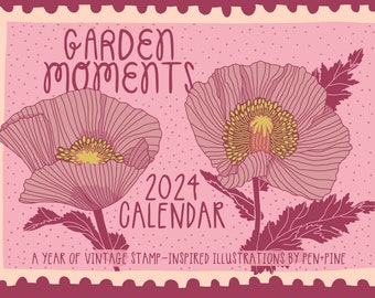 2024 Wandkalender - Kunstkalender - Geïllustreerde Kalender - Maandkalender