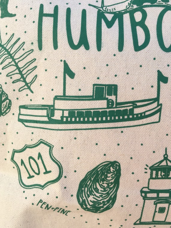 Illustrated Tote Bag Printed Tote Bag Canvas Tote Humboldt Tote Bag Farmer/'s Market Bag
