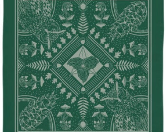 Bandana vert Woodland | Bandana en coton | Imprimé en sérigraphie | Bandana naturel