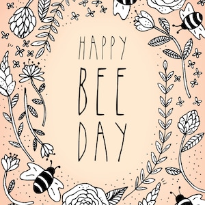 Verjaardag Card - Happy Bee dag - geïllustreerde Card