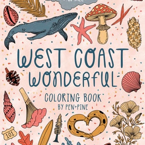 Coloring Book | West Coast Wonderful | Adult Coloring Book | All Ages Coloring Book | Road Trip