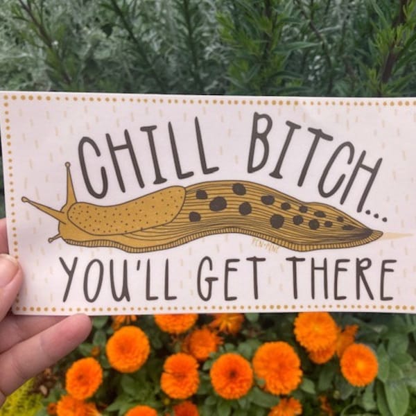 Chill Bitch, You'll Get There Sticker - Slug Sticker - Bumper Sticker - Laptop Sticker - Vinyl Sticker - Banana Slug - Funny Sticker