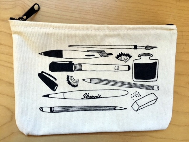 Illustrated Zip Pouch Pencil Bag Zippered Bag
