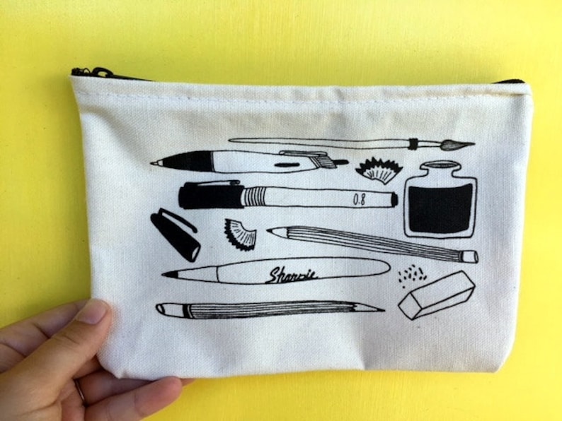 Illustrated Zip Pouch Pencil Bag Zippered Bag
