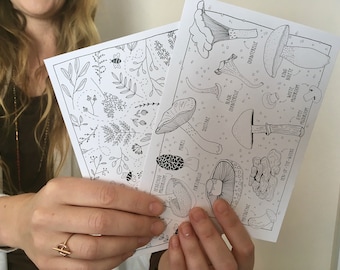 Colorable Postcards - Black + White Postcards - 5x7 Postcards