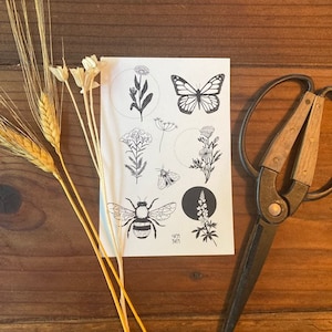 Temporary Tattoos - Tattoo Sheet - Wildflower Tattoos - Boho Gifts - Fake Tattoos