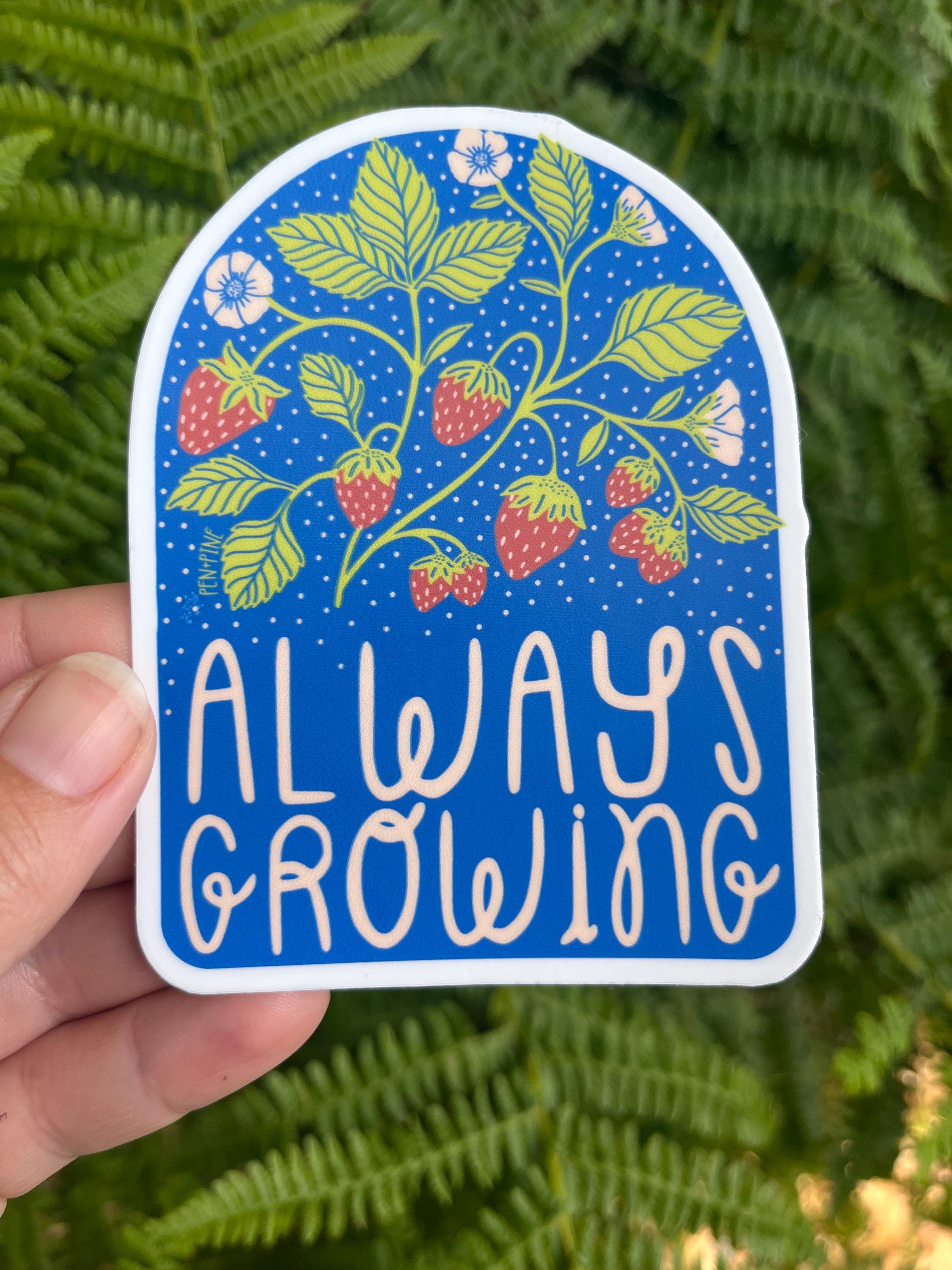 Sticker Kid Growing Always Growing Sticker - Vinyl Sticker - Bumper Sticker - Strawberries ...