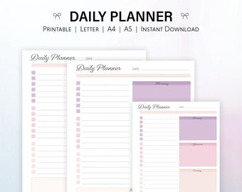 Daily planner, daily to do list, daily schedule, daily organizer, printable planner, planner inserts, daily planner insert, letter a4 a5