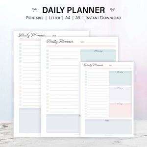 Daily planner, daily to do list, daily schedule, daily organizer, printable planner, planner inserts, daily planner insert, letter a4 a5