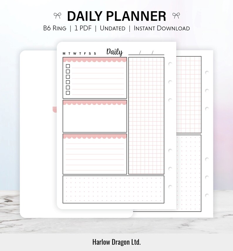 B6 Ring, Daily Printable Planner - Etsy