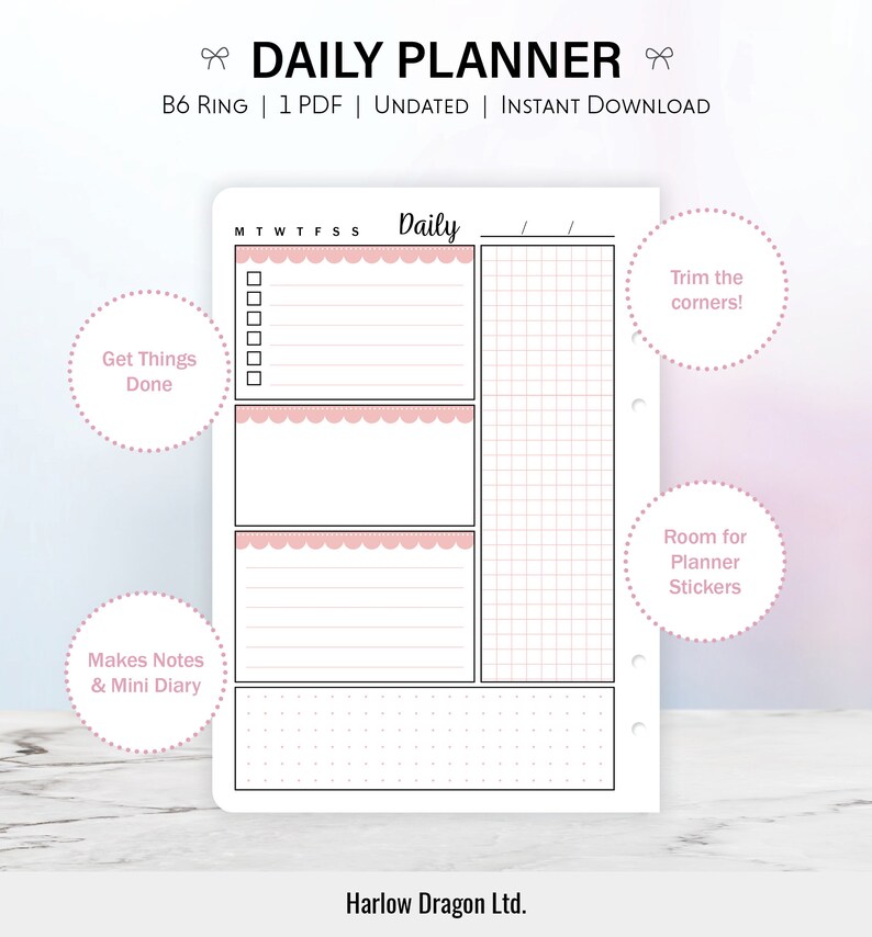 B6 Ring, Daily Printable Planner - Etsy
