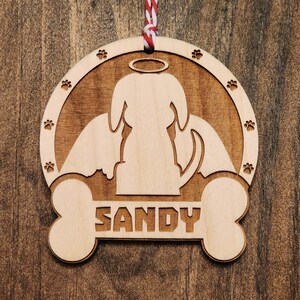 Dog Angel Christmas Ornament with Gift Box - Personalized - Memorial - Remembering - Pet Dog - Animal - Angel - Bone - Halo - Gift - Color