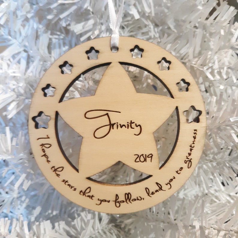 Christmas Star with Gift Box Wood Christmas Ornament Christmas Ornament lead you to Greatness I hope the Stars that you follow