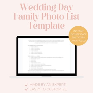 Wedding Family Photo List Template: Digital Download