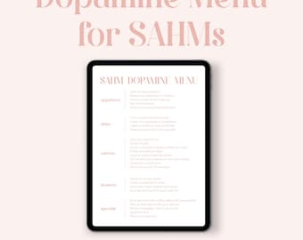 SAHM Dopamine Menu, Stay at home mom printable, Homemaking template, Organization and Motivation for moms, Gifts for moms, Digital download