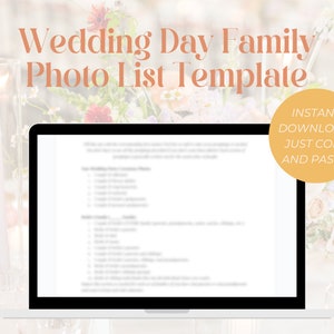 Wedding FAMILY PHOTO List Digital Downloadable Template Doc, Wedding planning checklist, Family photo groupings, DIY wedding resource